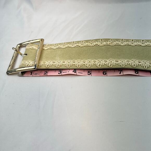 Vintage Anne Klein Leather Suede Classic Belt Sage Green XL Embroider Boho Wide main image 4